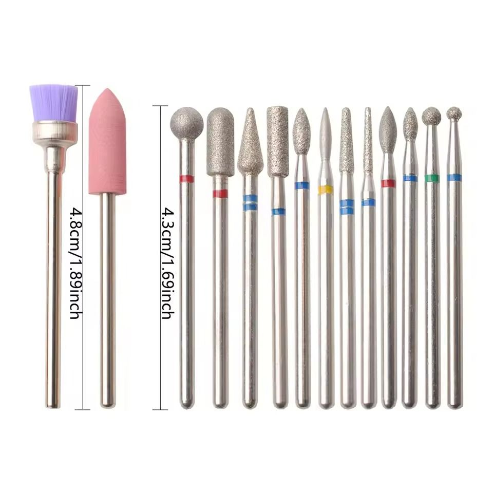 Nail Drill Bit Set 14 Piece Manicure Pedicure Polishing Tools