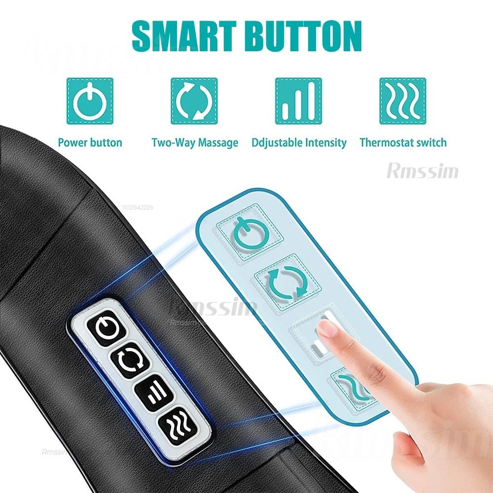 Shiatsu Neck and Shoulder Massager Heated Deep Kneading Back and Body Massage Pillow