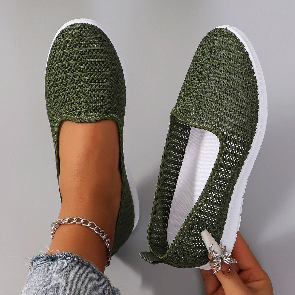 Women Summer Breathable Mesh Flat Sneakers Lightweight Casual Shoes