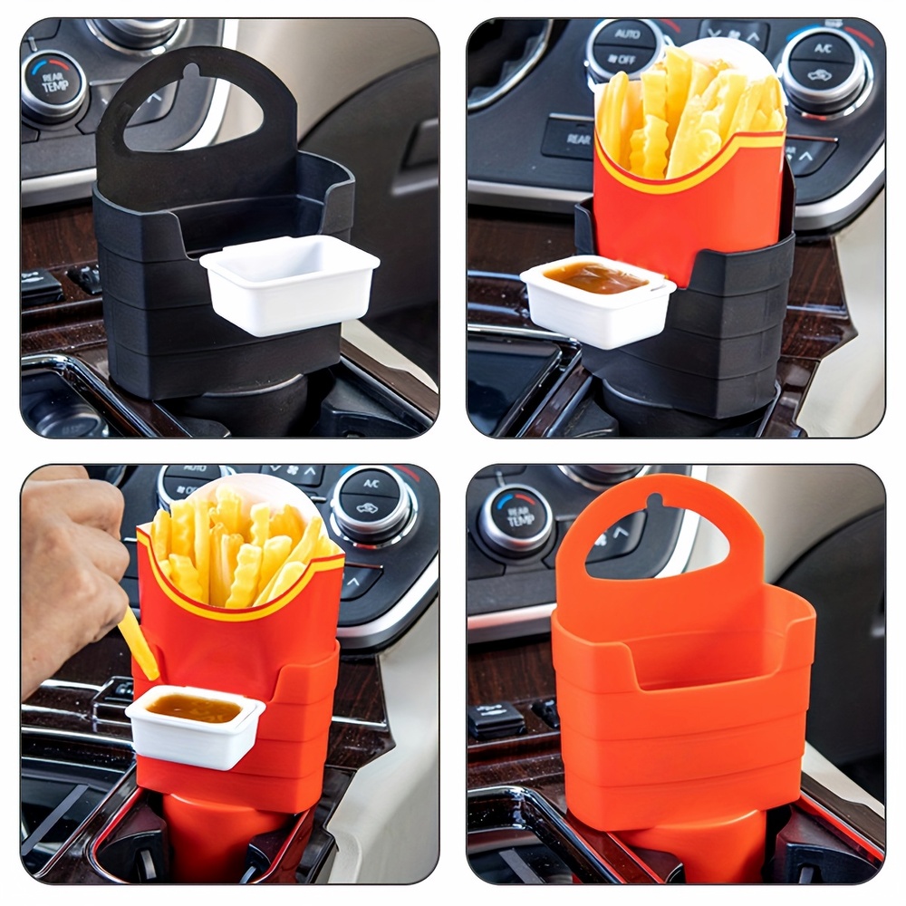 Car Multifunctional Snack & French Fries Holder, Seasoning Storage Rack with Ketchup Tray, Fried French Fries Cup Holder