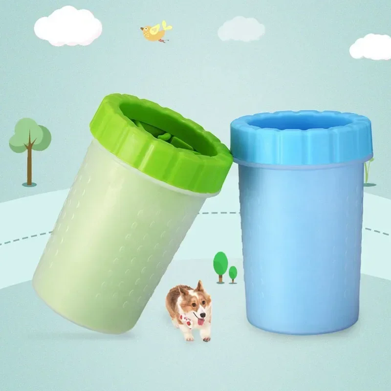 Pet Foot Washing Cup for Dogs & Cats Automatic, Portable Paw Cleaner & Wash Brush for Dirty Paws
