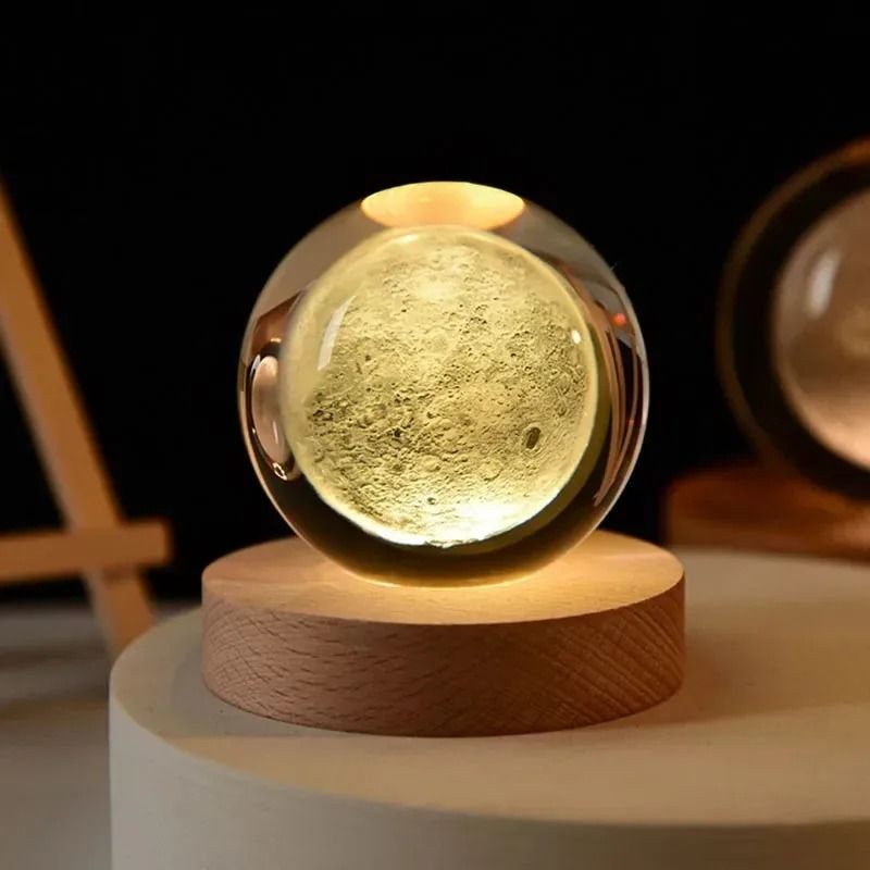 3D Crystal Ball LED Galaxy Lamp with Solar System Engraving