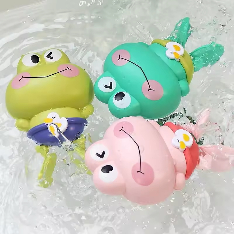 Montessori Water Toy for Kids Wind-Up Swimming Frog Bath Toy No Battery Mold-Free ABS for Toddlers