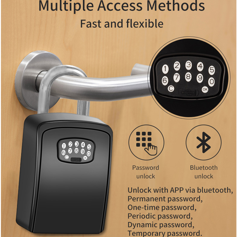 Smart Bluetooth Wall Mounted Key Lock Box with APP Control Waterproof Large Capacity Safe