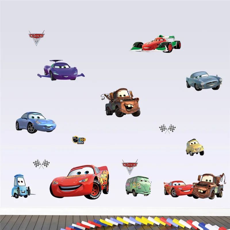 Cartoon Cars Wall Sticker Kids Room Racing Theme Decor
