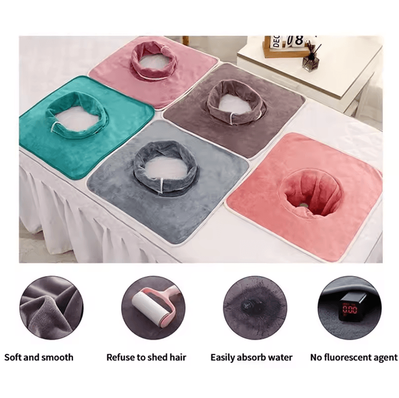 Thickened Beauty SPA Massage Table Face Towel with Hole | Salon & Hotel Spa Linen (14 by 14in)