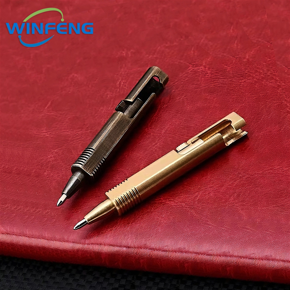 Premium Brass Bolt Action EDC Pocket Pen Mini Tactical Ballpoint Writing Tool