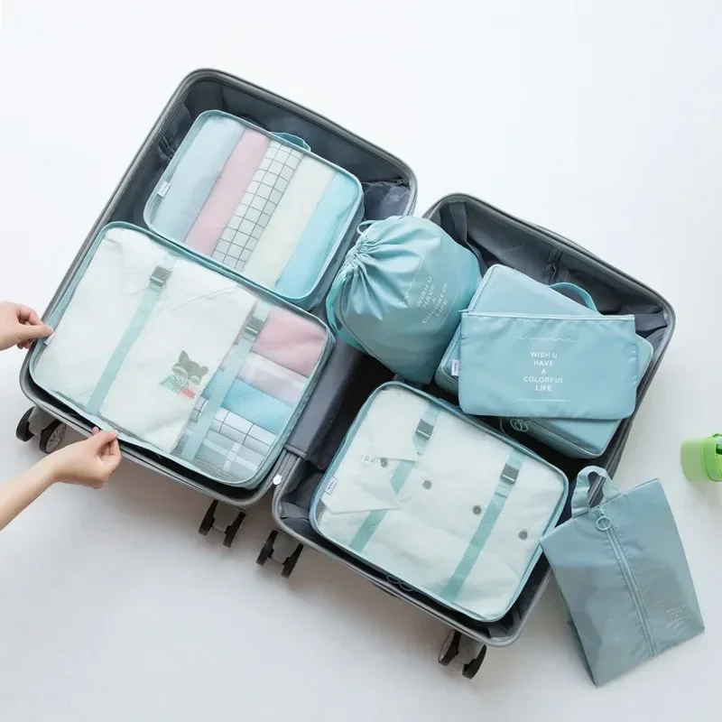 Travel Bag Organizer Set Packing Cubes for Clothes Luggage Blanket Shoes Suitcase Pouch Organizer