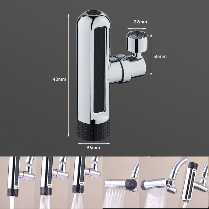 360° Swivel Kitchen Waterfall Faucet, 3-Mode Universal Splash-Proof Nozzle Extension