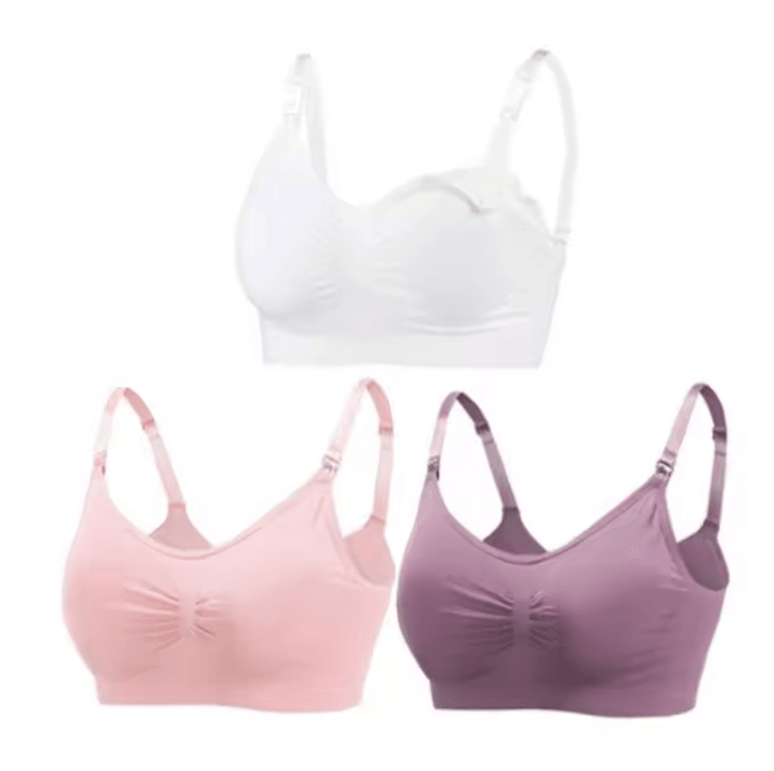 3pcs Maternity Nursing Bras Cotton Seamless Breathable Push Up Bra Set
