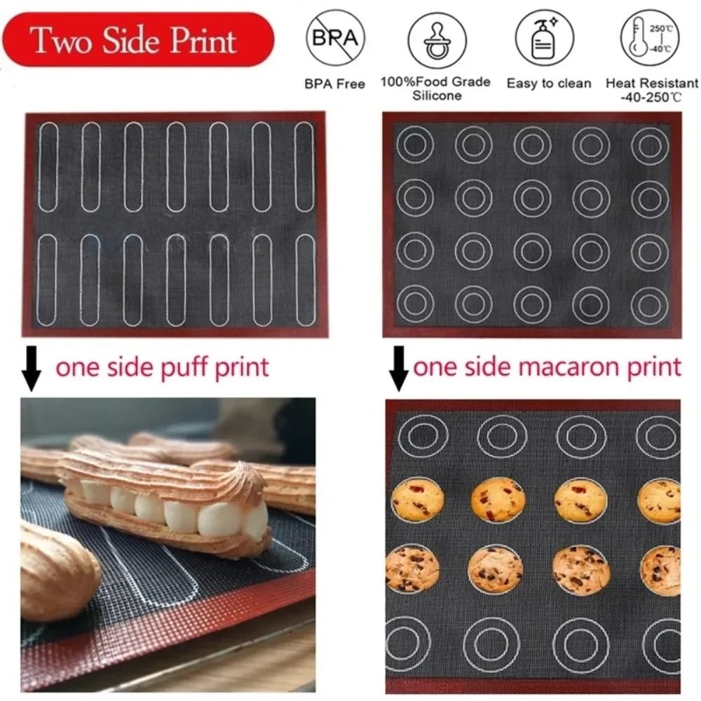 Silicone Baking Mat with Dual Sided Macaron Puff Mold