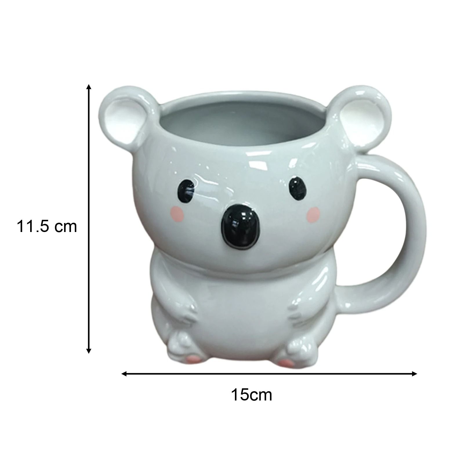 Childrens Cartoon Ceramic Mug with Bear and Raccoon Designs