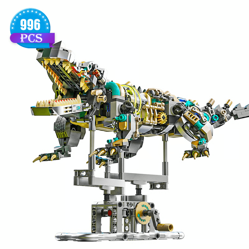 Mechanical Shark Building Set, Shark Sea Life Blocks with Display Stand & Lights