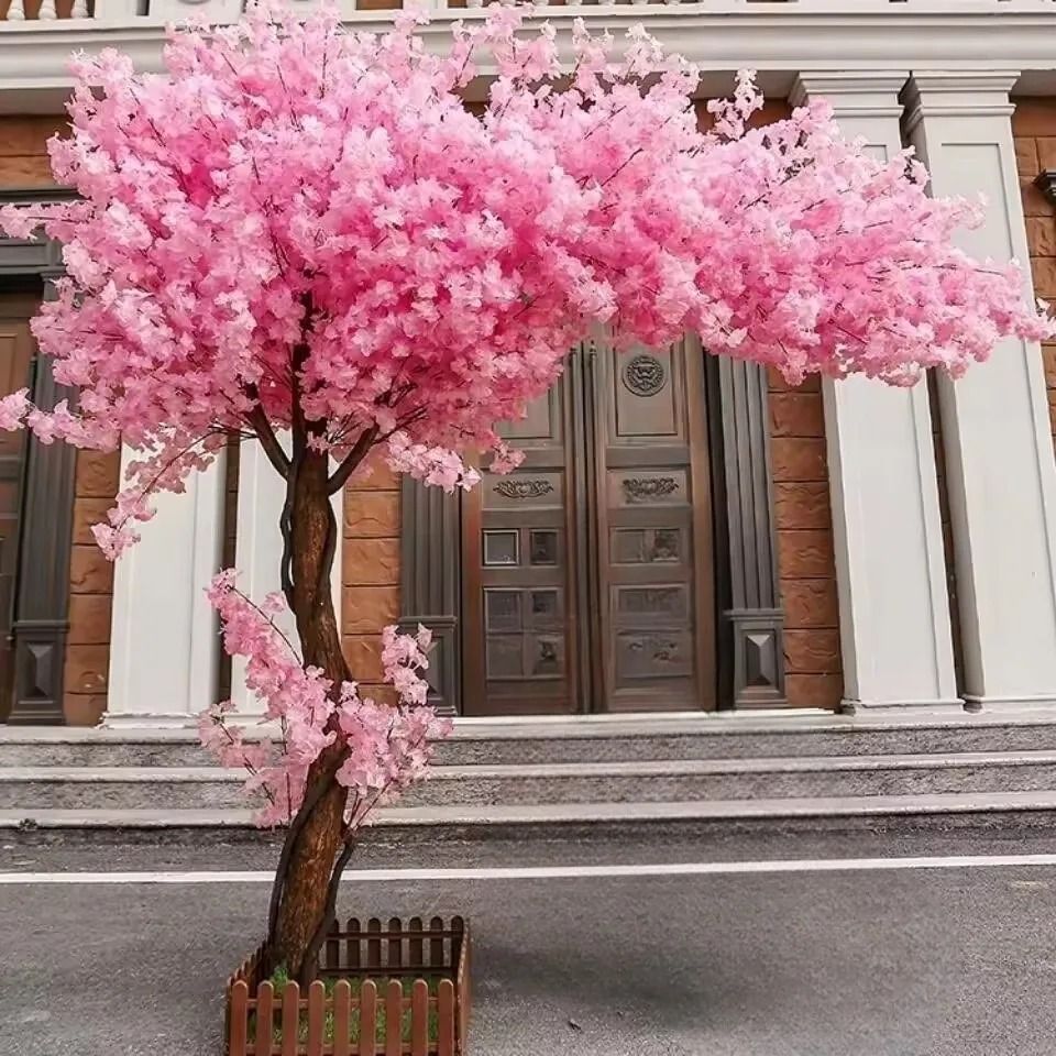 Grande Artificial Living Trees | Silk Peach, Cherry & Maple Exhibition Decor for Luxury Interiors