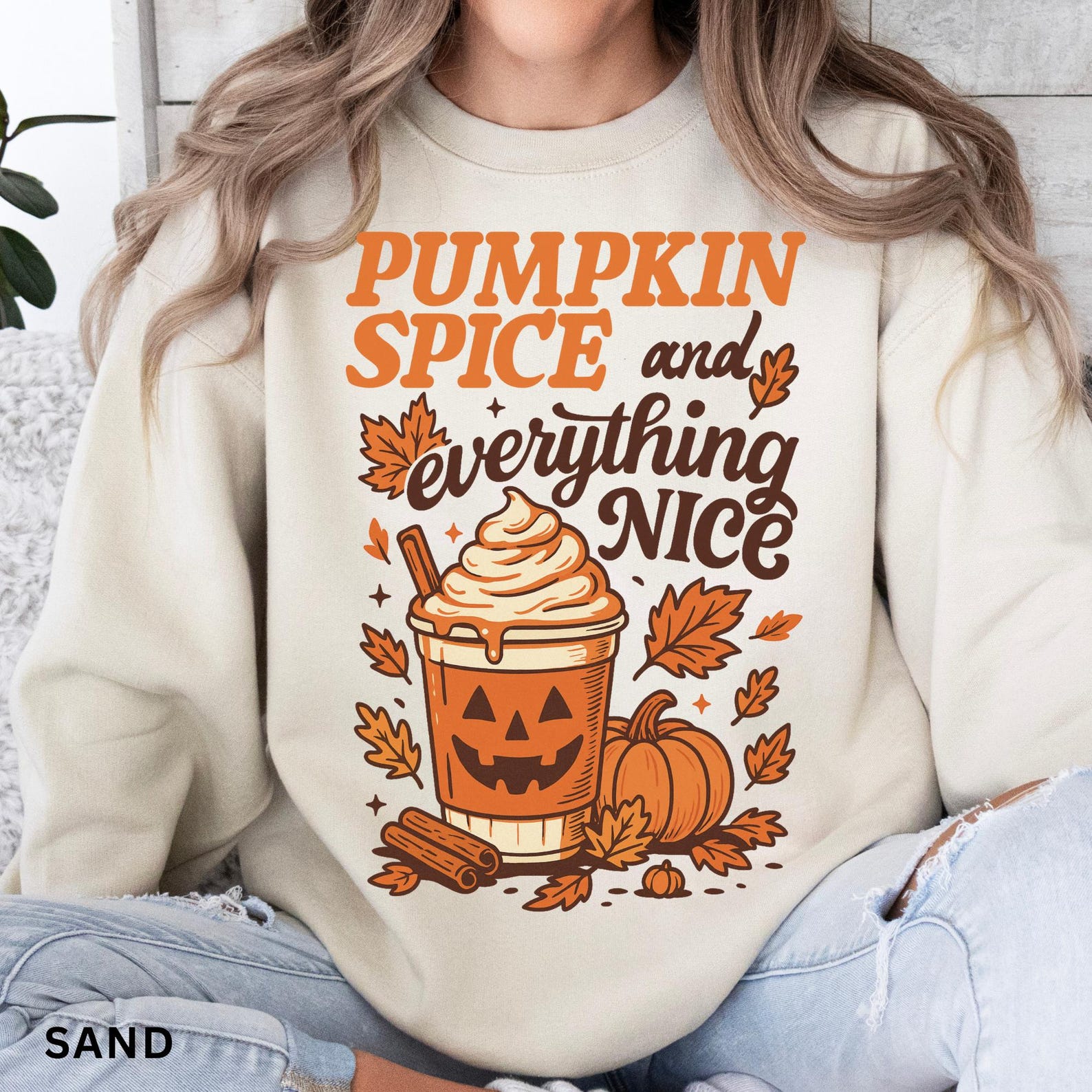 Pumpkin Spice & Everything Nice Sweatshirt, Retro Halloween Shirt, Vintage Halloween Aesthetic, Women's Halloween Sweats