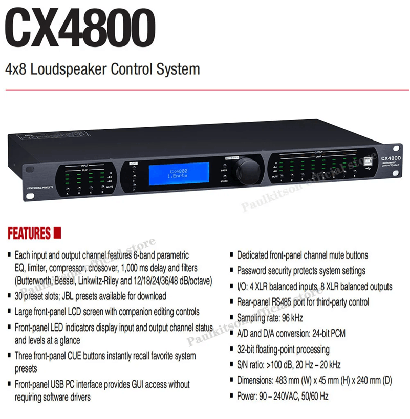 Paulkitson CX4800 Professional Audio Processor 4 in 8 Out
