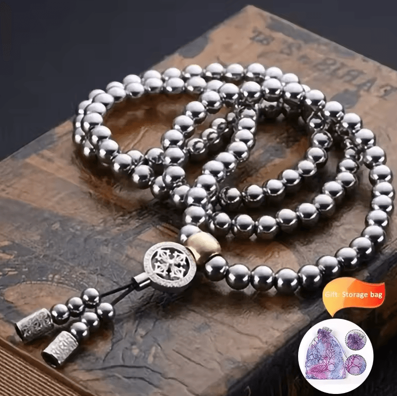 Tactical 8MM Titanium Steel Bead Necklace – Heavy-Duty EDC Chain (118–128 Beads)