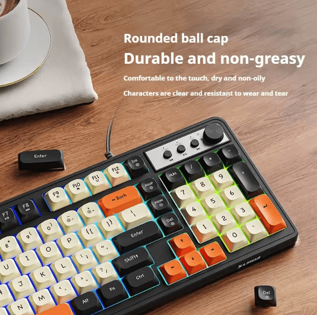 EWEADN G98 Gaming and Office Keyboard with Rainbow Backlit USB Wired Connection
