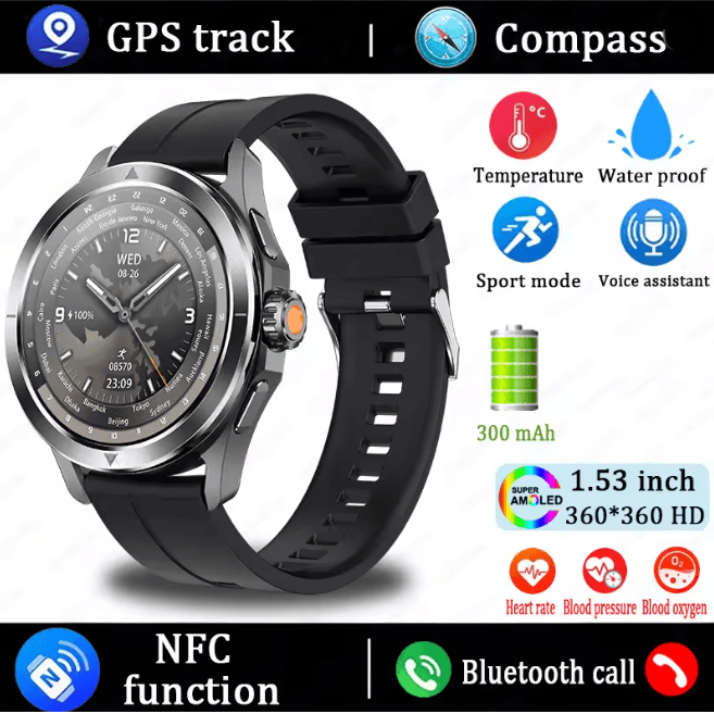 S4 Ultra GPS Smart Watch with AMOLED Display and Bluetooth Calling