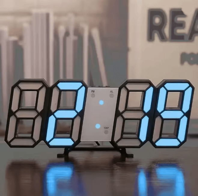 GlowTime 3D LED Digital Wall Clock with Adjustable Brightness and Night Mode