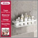 Stainless Steel Bathroom Storage Rack with Suction Cup Anti Rust Shower Shelf