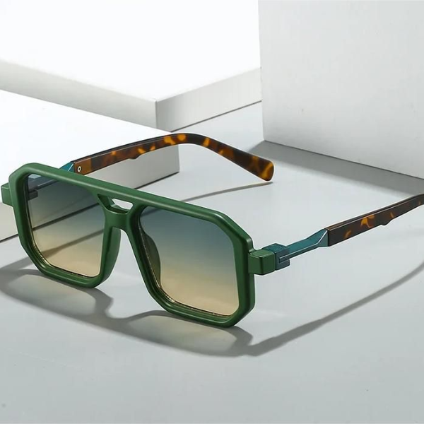 Retro Square Frame Sunglasses, Unisex European & American Double Beam Design, Trendy Decorative Wear