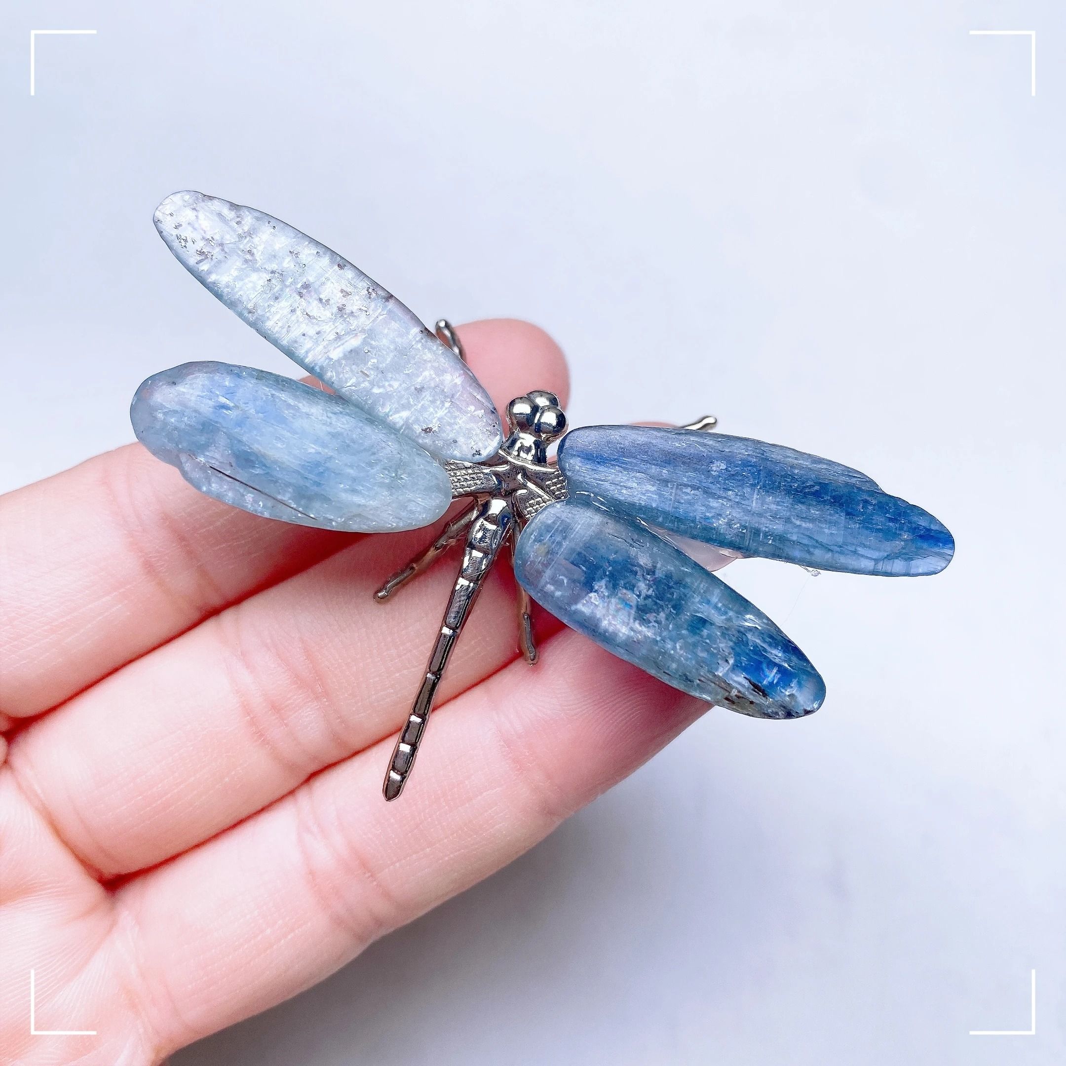 Kyanite Crystal Dragonfly Figurine Healing Butterfly Decor