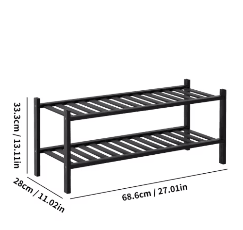 2 to 3 Tier Stackable Bamboo Shoe Rack Freestanding Entryway and Closet Organizer Black