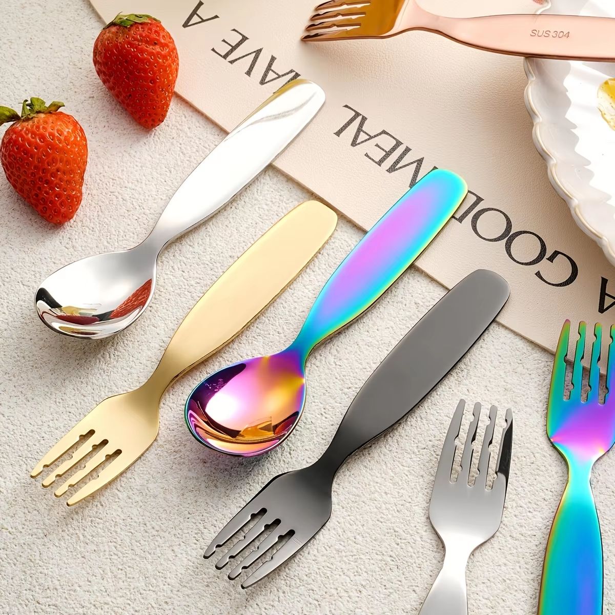 304 Stainless Steel Portable Cutlery Set with Case, Vintage Outdoor Spoon and Fork (3pcs)