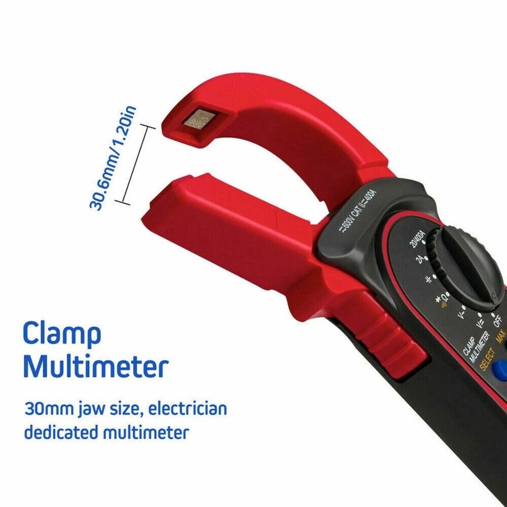 Digital Clamp Meter, Handheld True RMS Multimeter, AC Volt Amp, Ohm Cap Tester