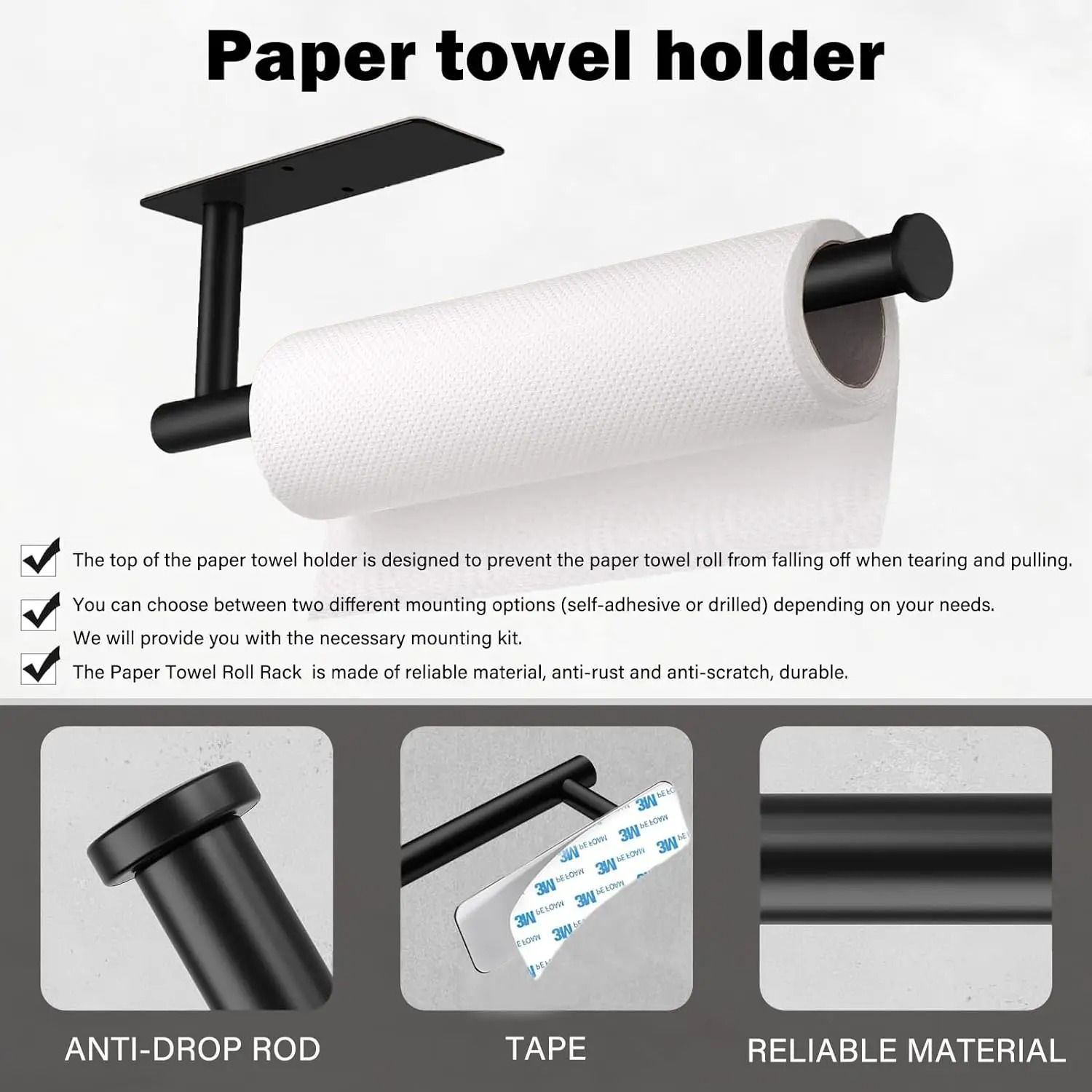 Adhesive Multi-Purpose Tissue & Paper Towel Holder