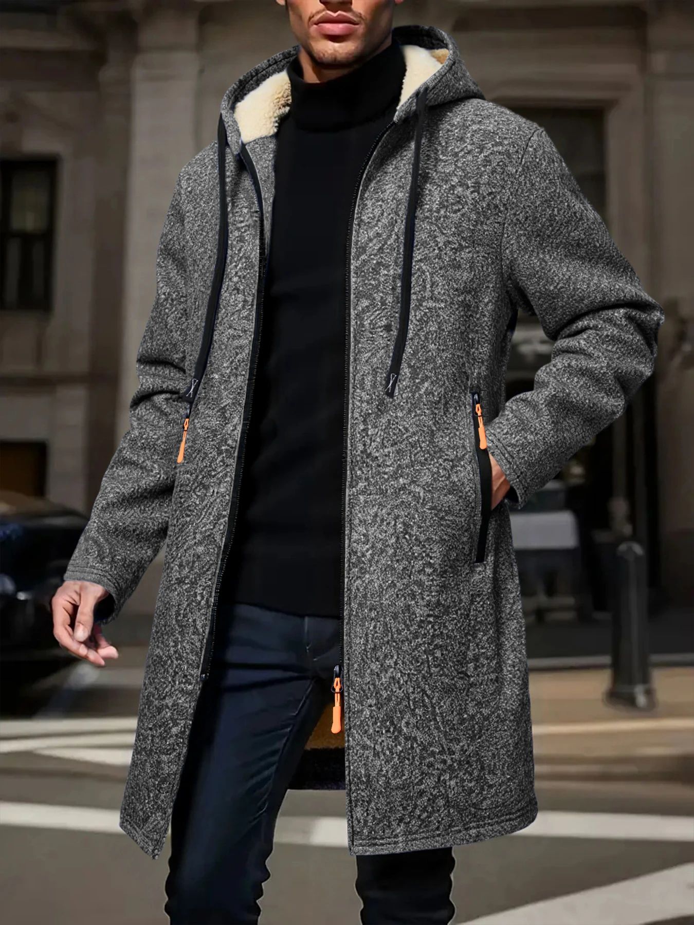 Mens Thickened Warm Winter Hoodie Jacket
