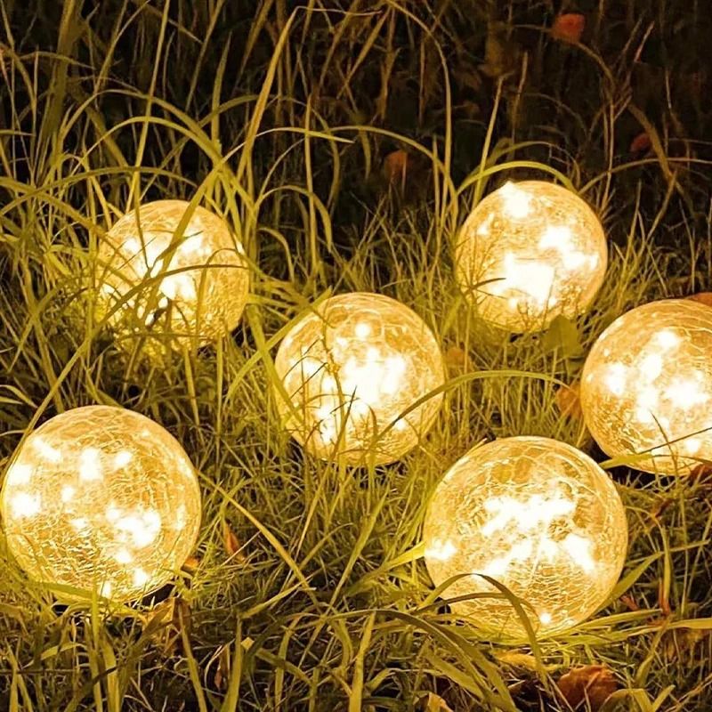 Artisan Solar Cracked Glass Globe Stakes