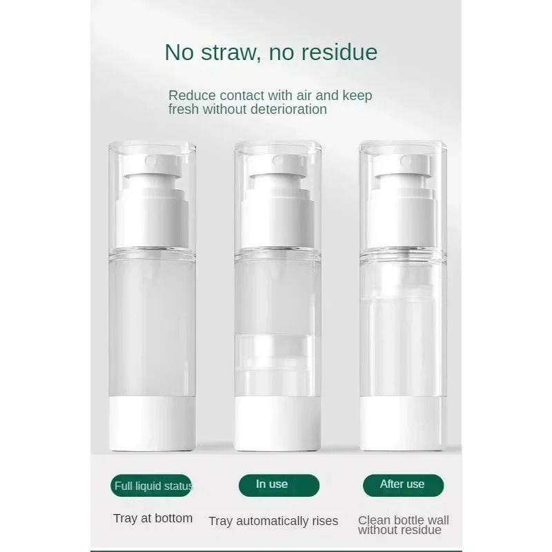 Airless Travel Pump Bottle Set – Refillable Cosmetic Cream & Lotion Dispenser (15ml/30ml/50ml)