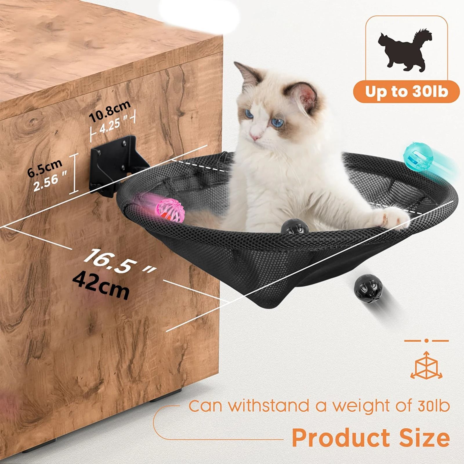 Cat Hammock Bed Wall Mounted Foldable Stable 42 cm