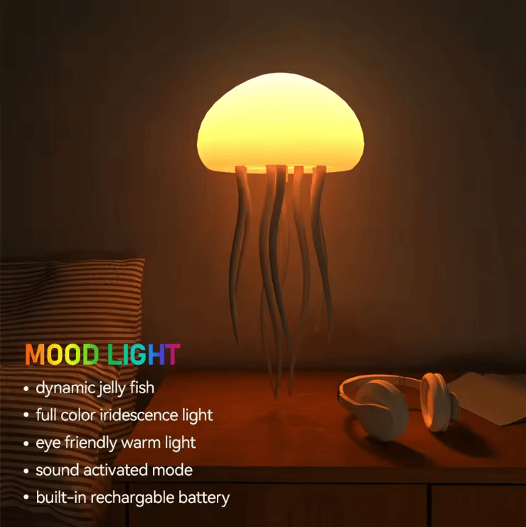 Cute Jellyfish LED Night Light with Voice Control and Color Changing Table Lamp