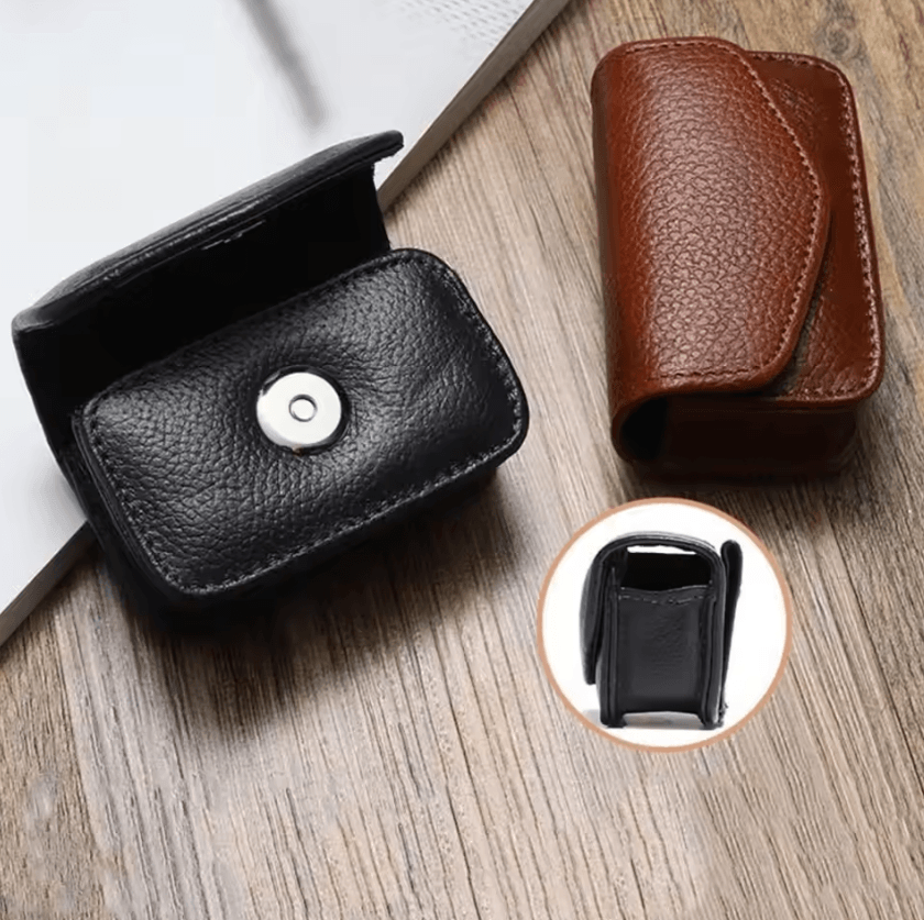 Classic Belt-Wear PU Glasses Case – Foldable Portable Eyewear Storage Box