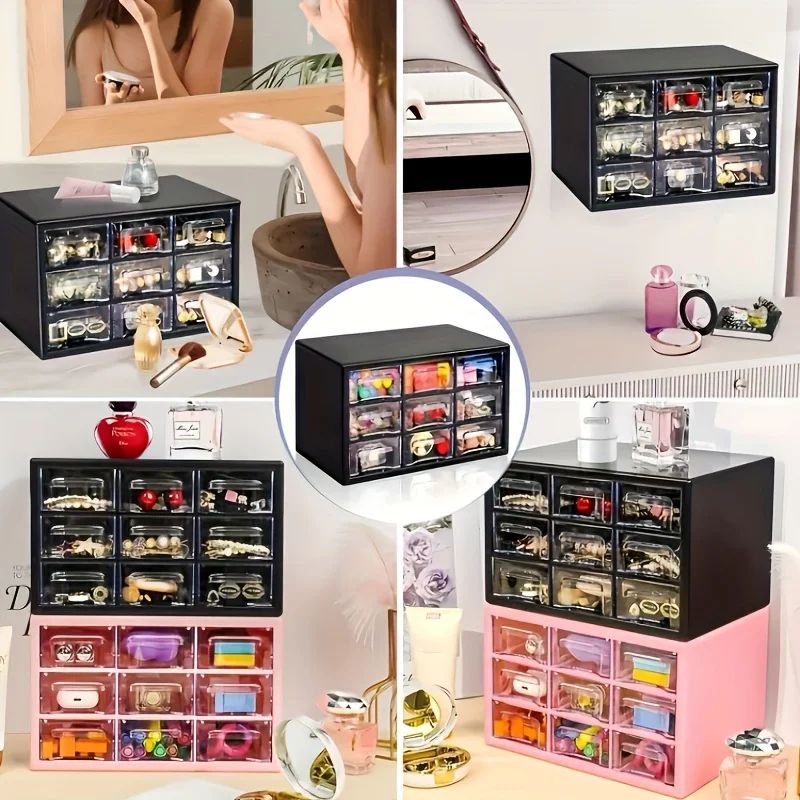 Dustproof Multi-Grid Desktop Drawer Organizer Box – Portable Jewelry & Cosmetics Storage Case