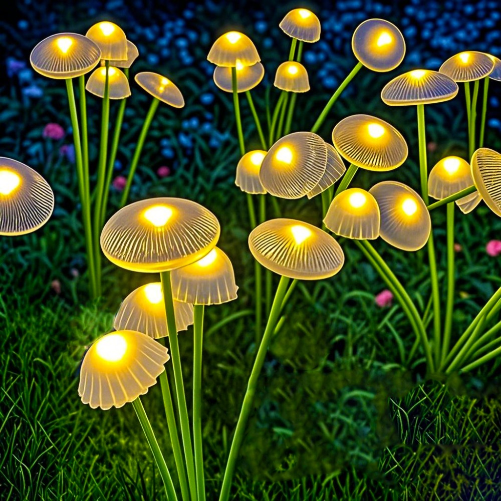 Solar Garden Lights Dual Mode LED Mushroom Lights for Yard & Pathway Waterproof Jellyfish Decor