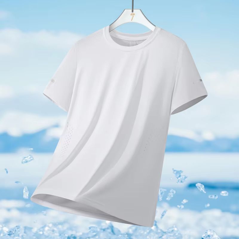Men's Ice Silk Quick-Dry Reflective Running T-Shirt - Breathable Fitness Top (Up to 5XL)