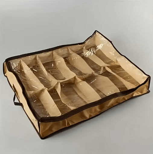 Space Saving 12 Grid Clear Shoe Storage Box with Dustproof Cover