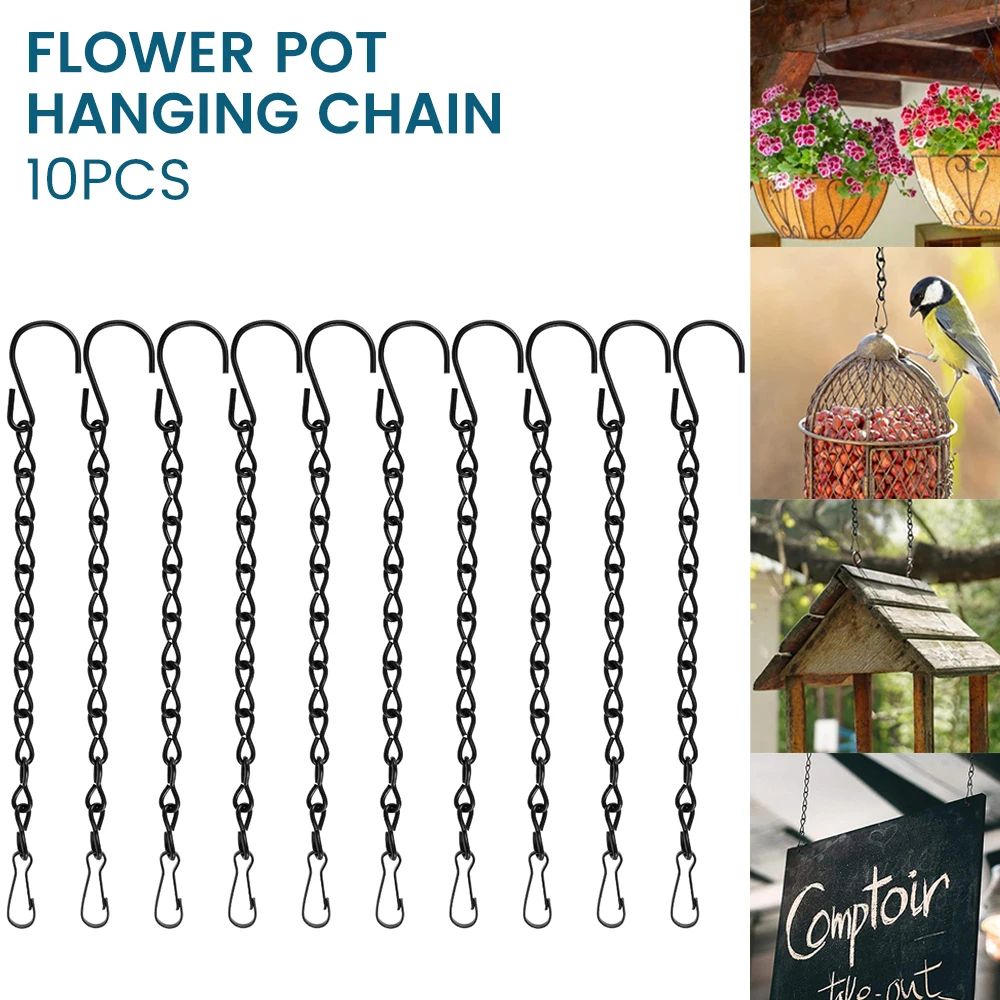 10 Pack Hanging Plant Chain Set Heavy Duty Basket Chain Hooks for Planters and Garden Decor
