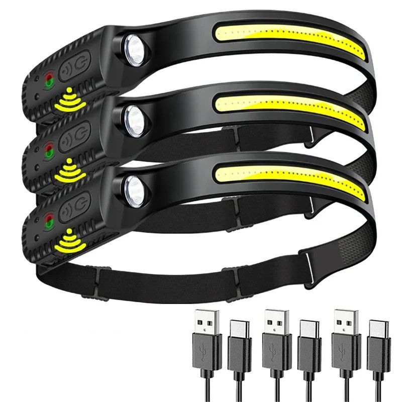 LED Motion Sensor Headlamp, USB Rechargeable & Waterproof for Hands-Free Lighting