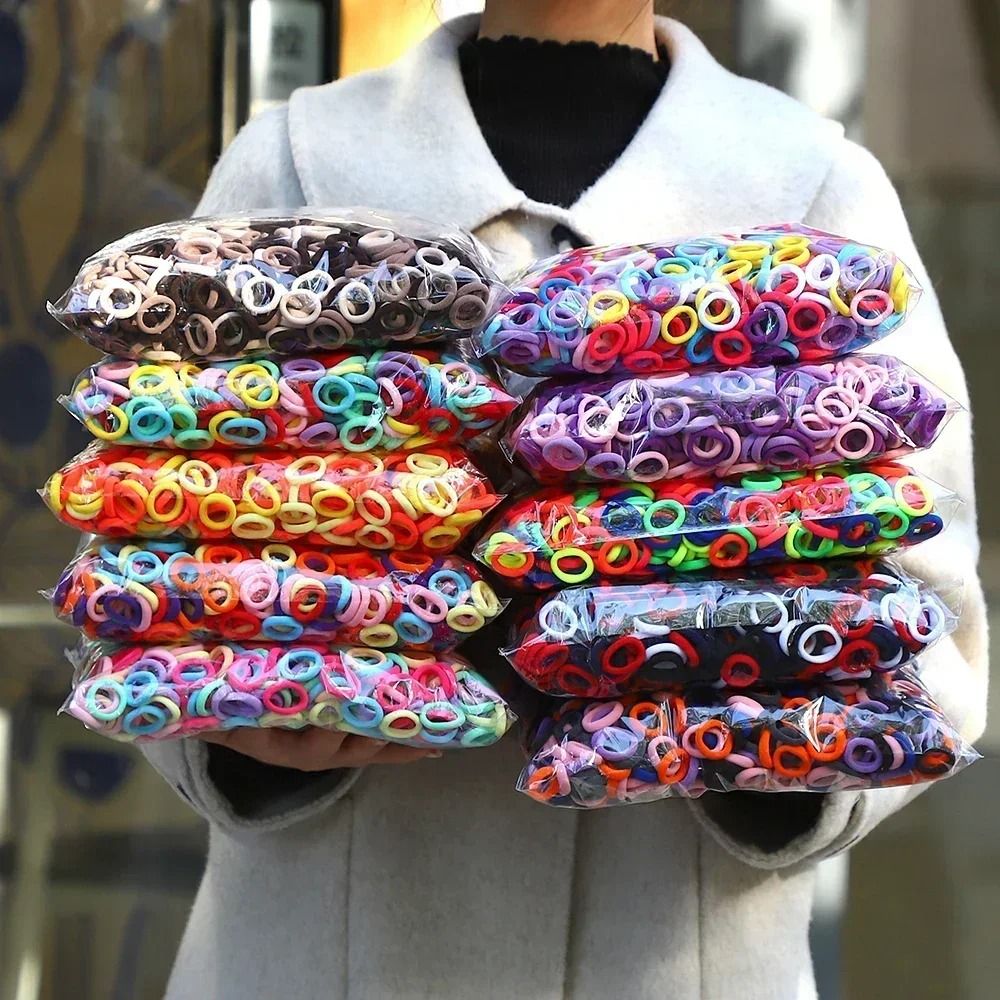 50Pcs/Bag Colorful Basic Nylon Hair Ties | Seamless Elastic Ponytail Holders