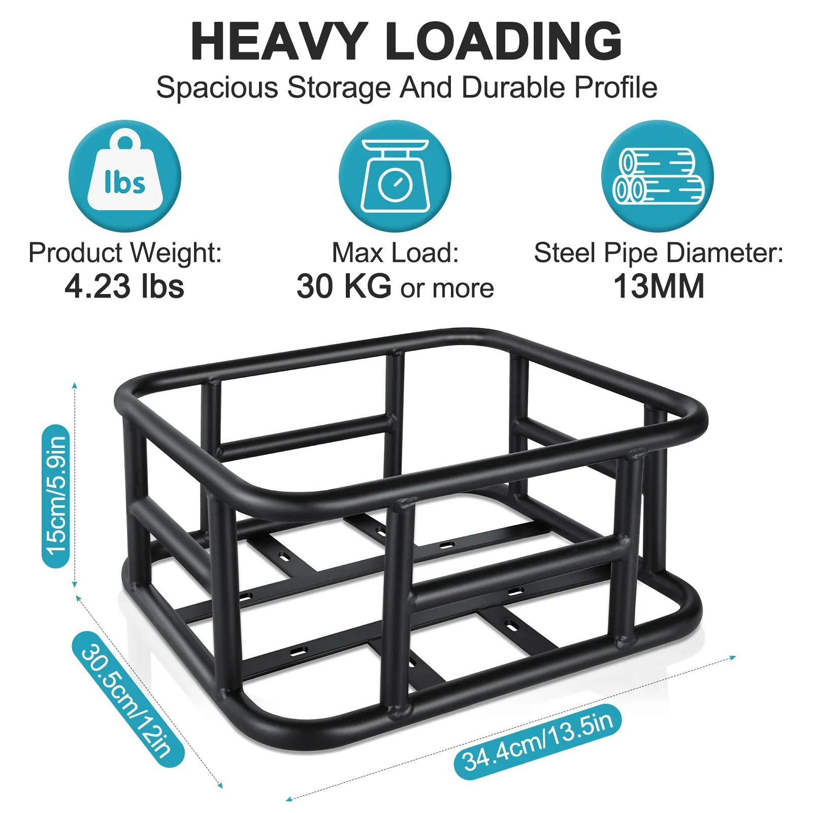 Rear Bike Basket Cargo Rack Bag Large Capacity for Outdoor Travel Shopping
