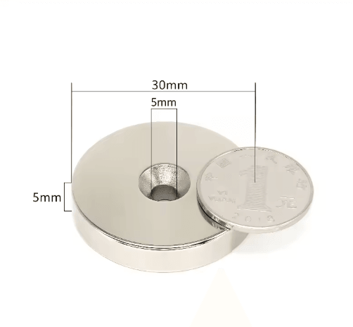 N52 Neodymium Countersunk Magnets Set – Heavy Duty 30mm Strong Disc Magnets with Hole (10 PCS)