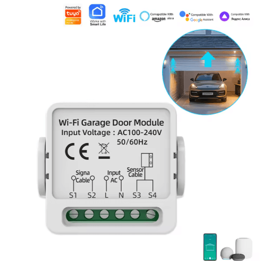 WG01 Tuya Smart Life Garage Door Opener – Dry Contact Smart Switch with Voice Control