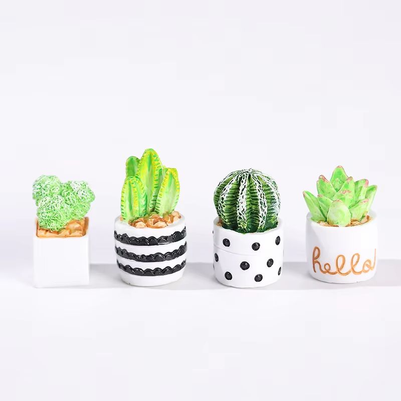 4pcs Mini Faux Succulent Potted Ornaments for Desktop DIY Decor