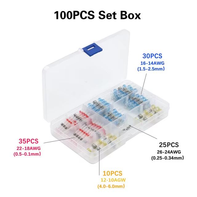 Heat Shrinkable Wire Connectors, SST21 Waterproof Sleeve for AWG22-18 Butt Electrical Splice Tinned Solder Seal Terminal