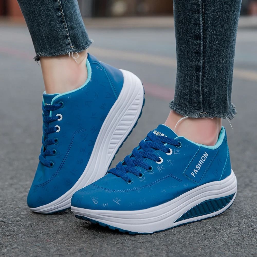 Ladies Casual Wedge Sneakers – High-Performance Breathable Thick Sole Sports Shoes